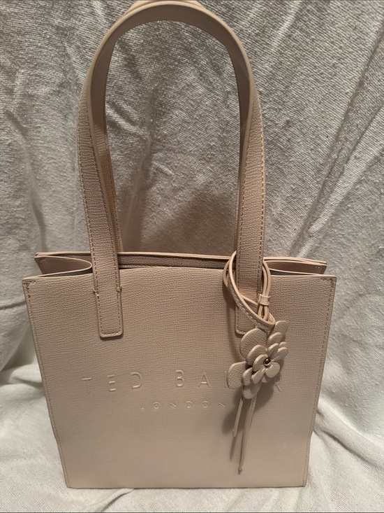 Ted Baker Handbags - Ted Baker Beige Leather Tote with Floral Charm